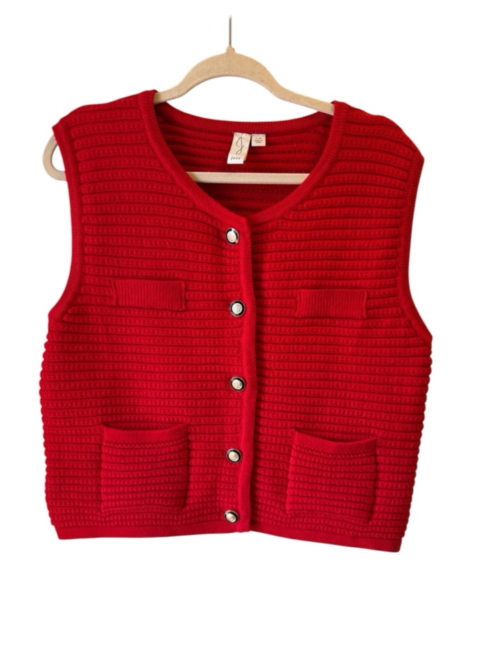 Joie Vibrant Red Knit Button-Front Sweater Vest